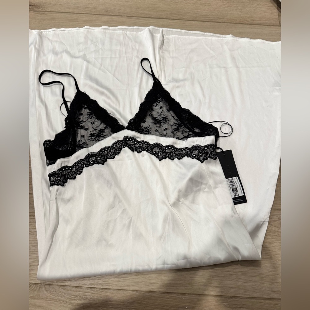 Lioness Le Paris Black Lace Trim White Dress